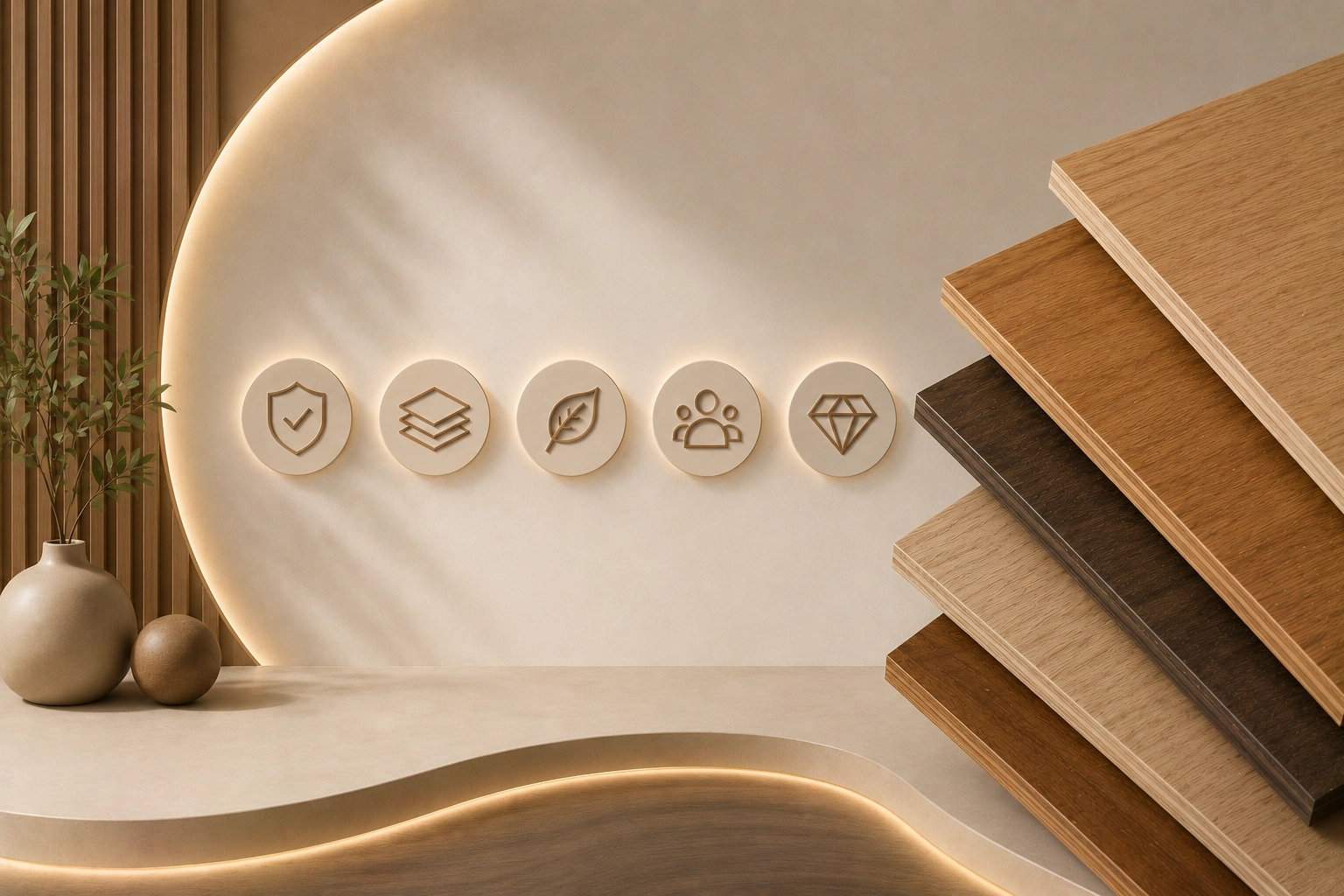 Premium plywood showroom and modern interior display